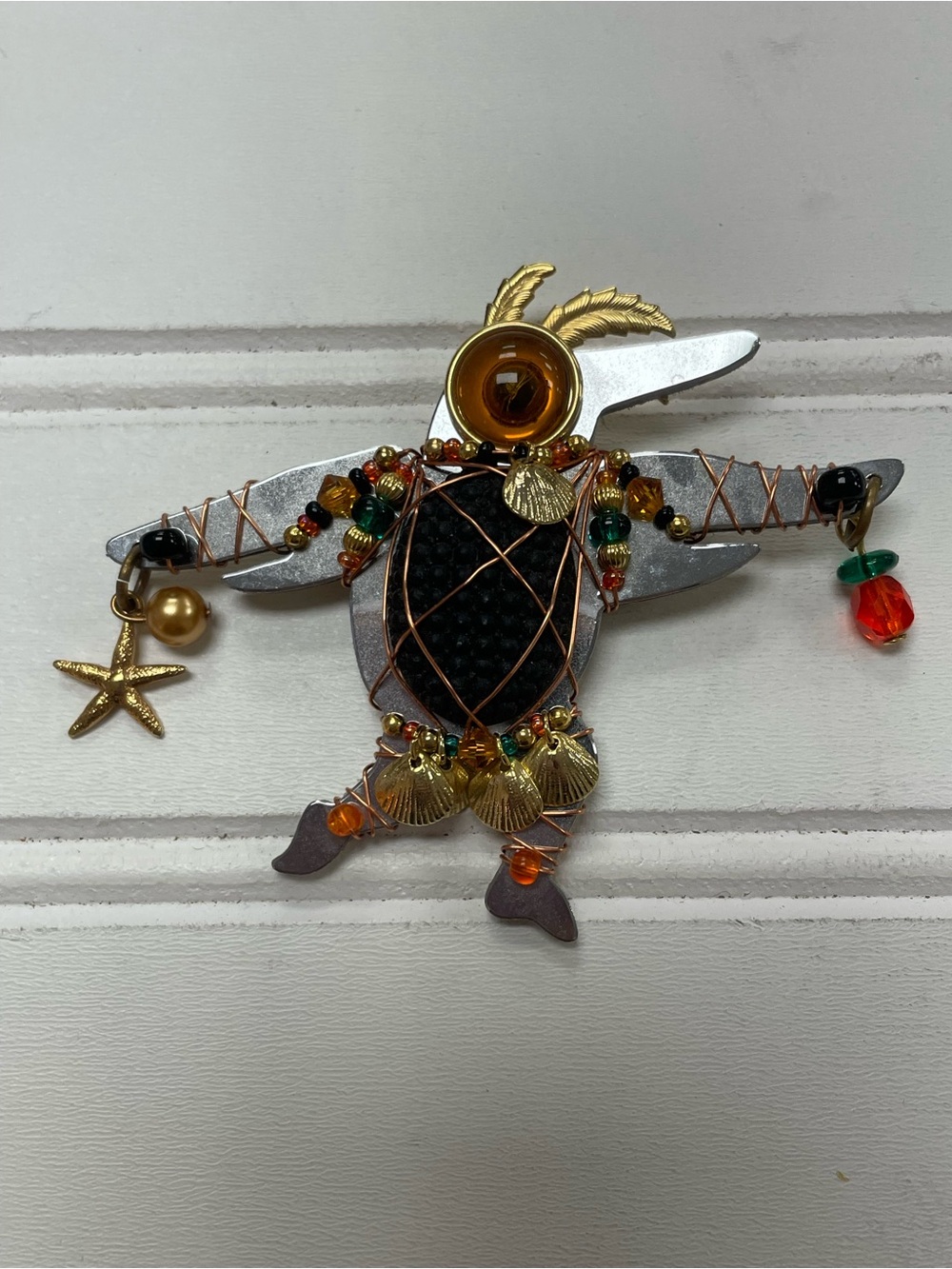 Vintage Liztech Boogie Bird Native Eagle Dancer Hand-Crafted Brooch